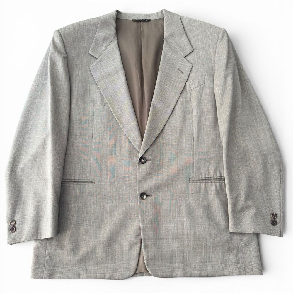 Canali Proposta Wool Blazer Sport Coat Men 40R Gray Tan Glen Plaid Made In Italy
